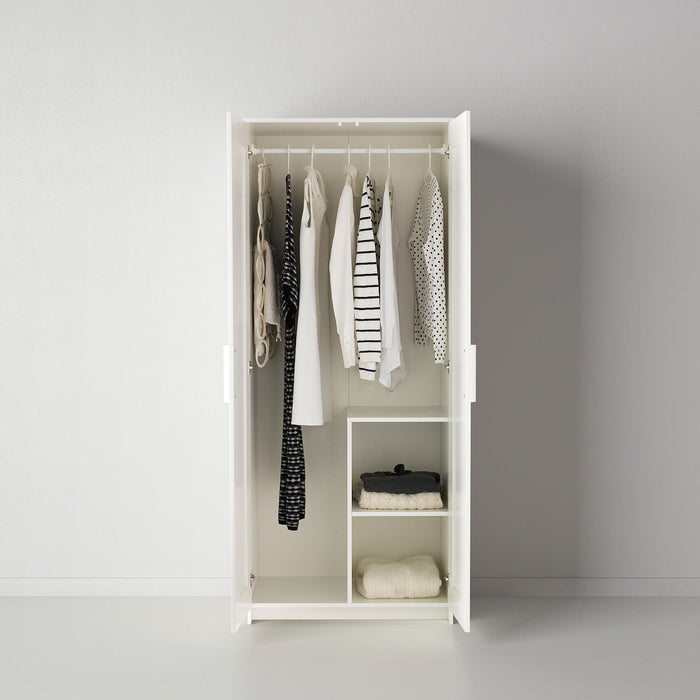 BRIMNES Wardrobe with 2 doors, white 78x190 cm