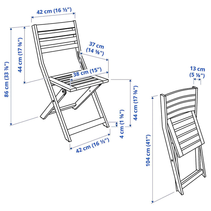 APPLARO Chair, outdoor, foldable brown stained