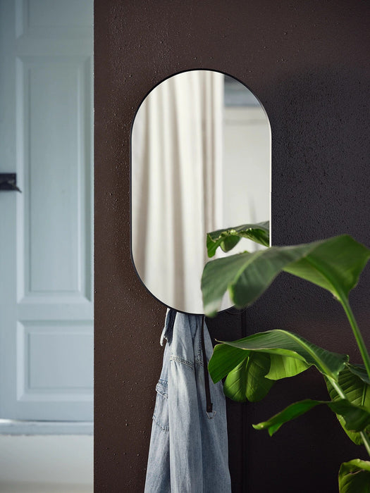 LINDBYN Mirror with storage, black 40x70 cm