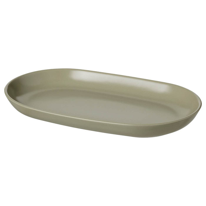 FARGKLAR Serving plate, matt green 32x18 cm