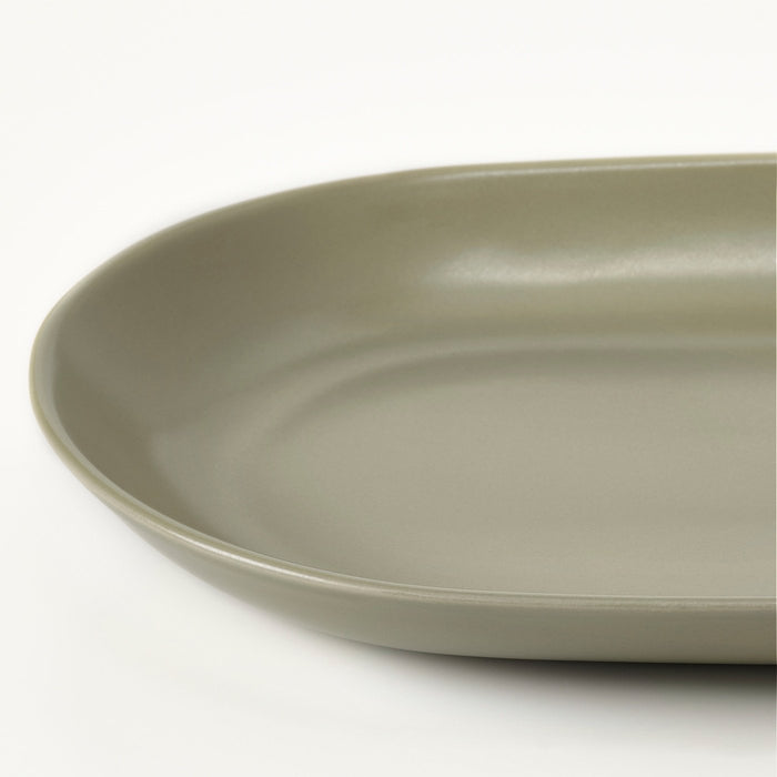 FARGKLAR Serving plate, matt green 32x18 cm