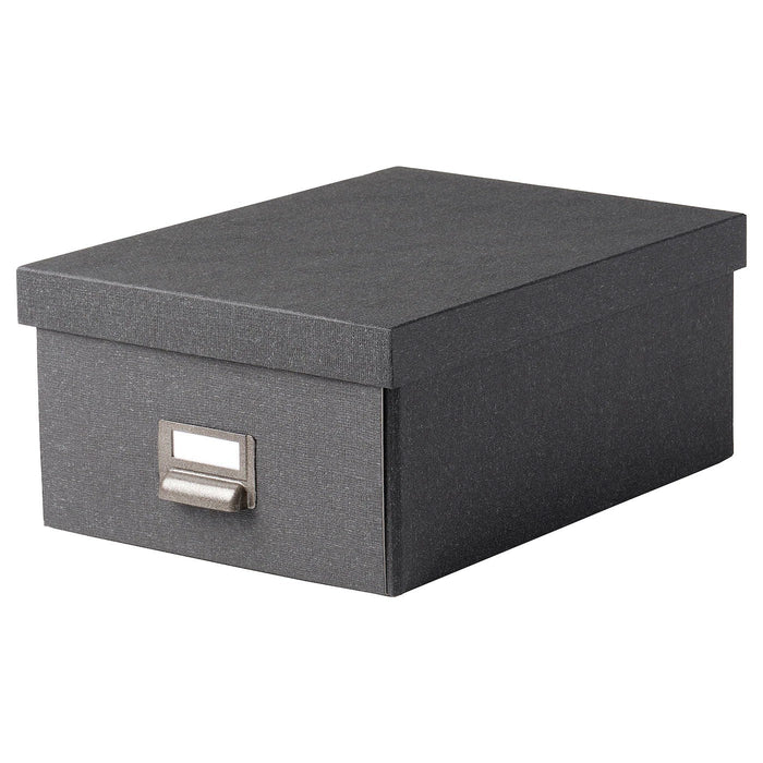 TJOG Storage box with lid, dark grey, 25x36x15 cm