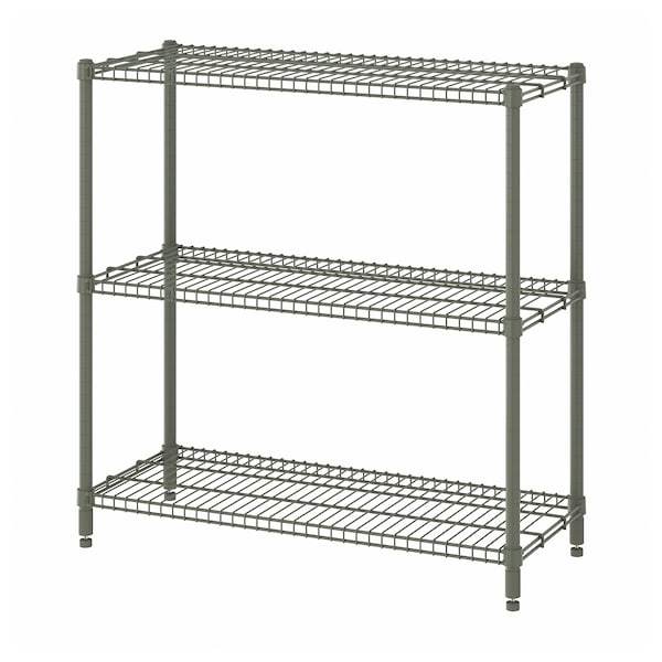 OMAR shelving unit, grey-green, 92x36x94 cm