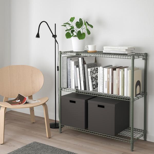 OMAR shelving unit, grey-green, 92x36x94 cm