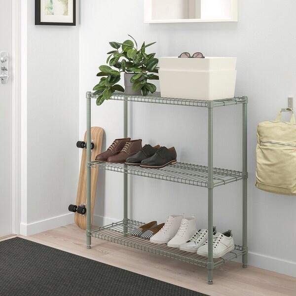 OMAR shelving unit, grey-green, 92x36x94 cm