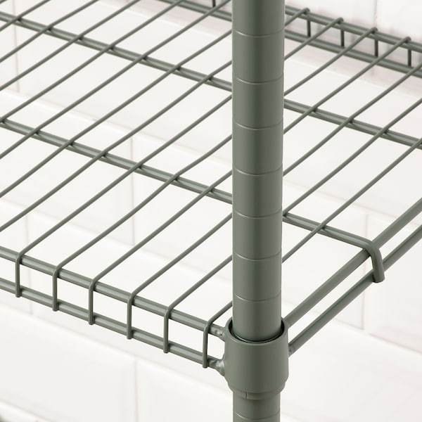 OMAR shelving unit, grey-green, 92x36x94 cm