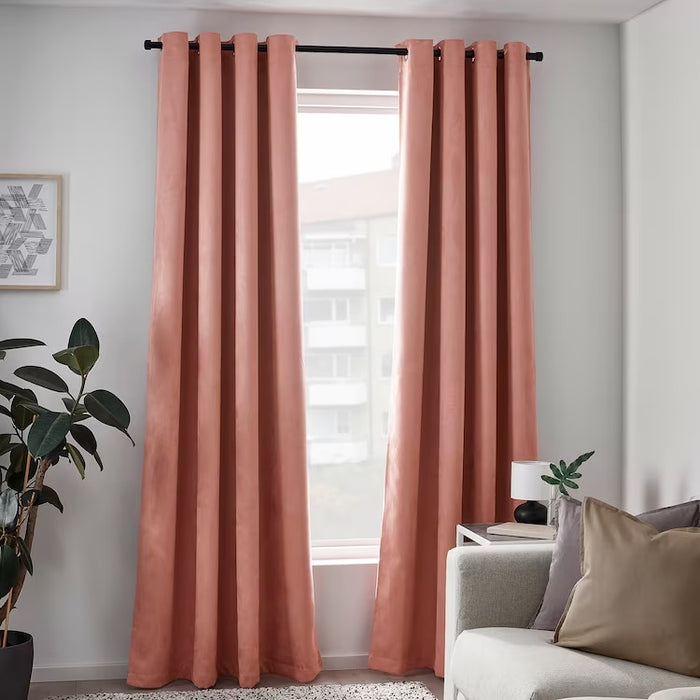 BIRTNA Block-out curtains 1 pair, 145x250 cm, light pink