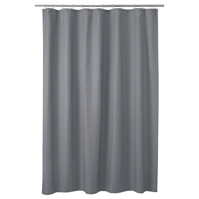 TOLFSEN Shower curtain, dark grey/satin stripe, 180x200 cm