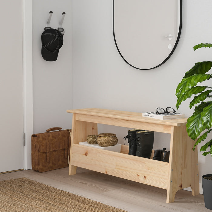 PERJOHAN Bench with storage, pine 100 cm