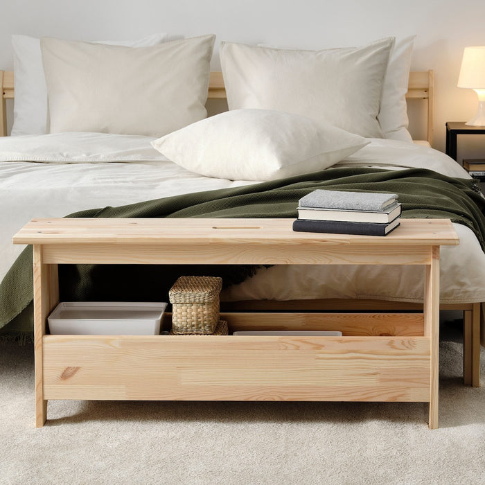 PERJOHAN Bench with storage, pine 100 cm