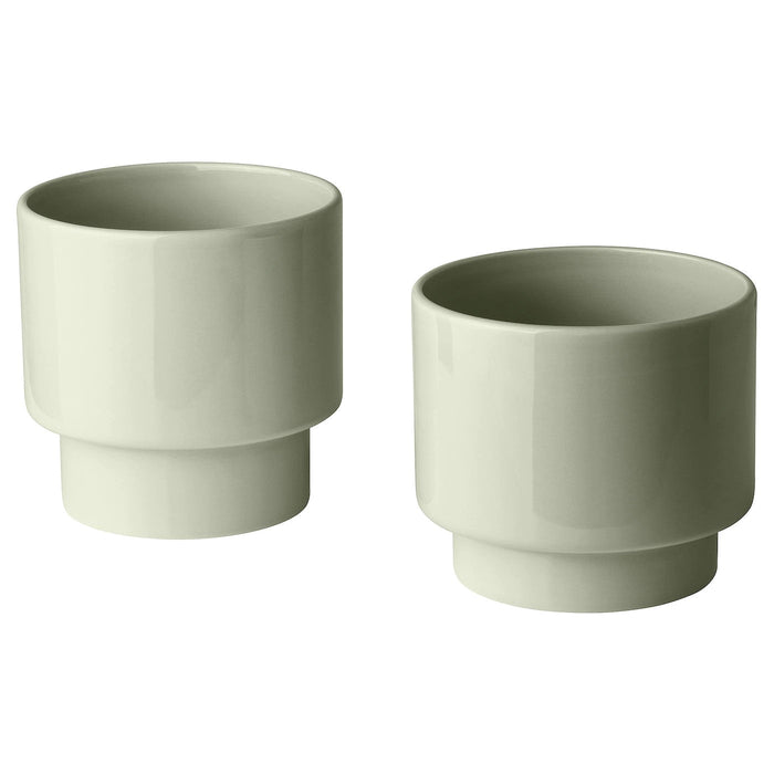 DRAKFRUKT Plant pot, set of 2, in/outdoor light green