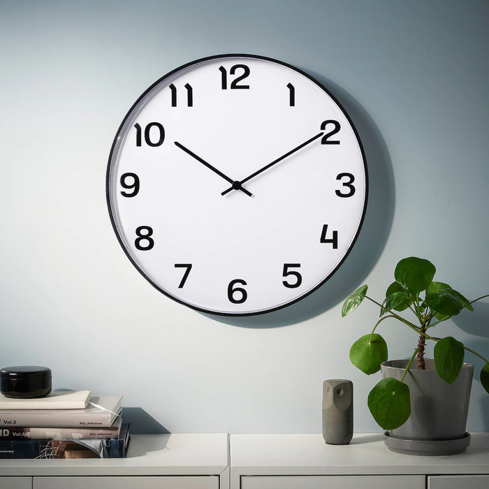 PLUTTIS Wall clock, black 52 cm