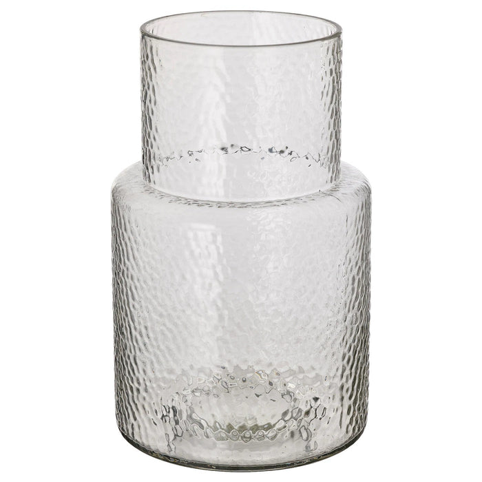 KONSTFULL vase, clear glass/patterned, 26 cm