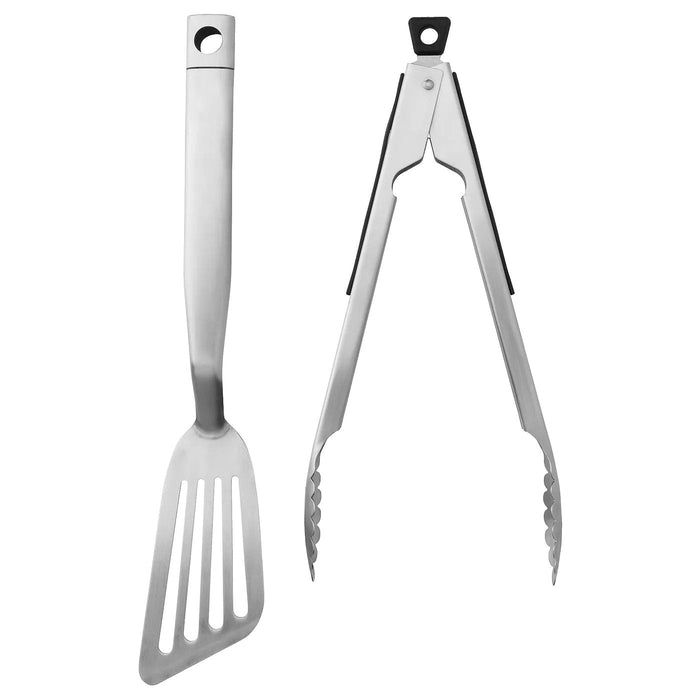 GRILLTIDER 2-piece barbecue tools set, stainless steel/rubber