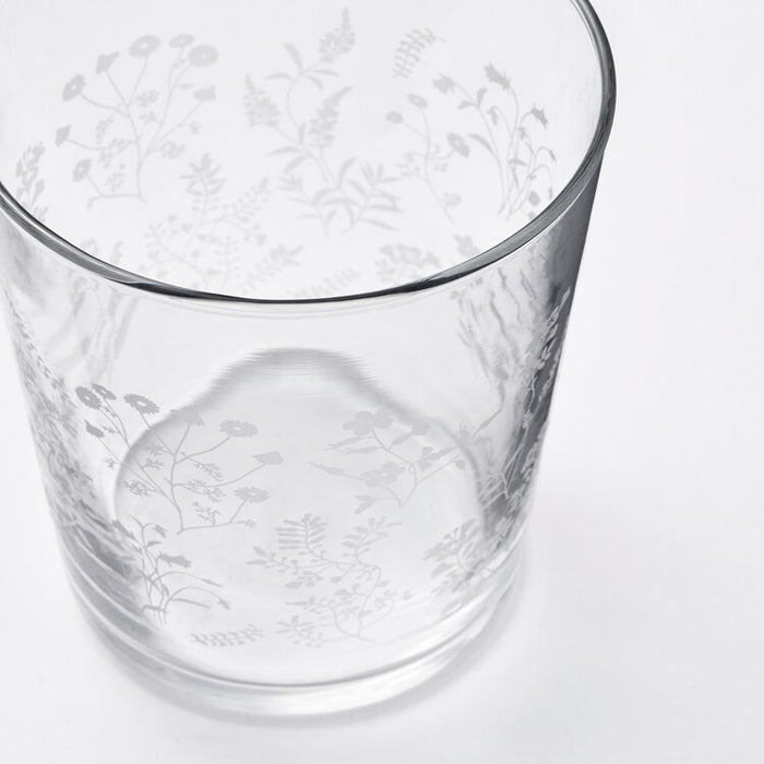 HAJMAL Glass, patterned clear glass./white, 30 cl