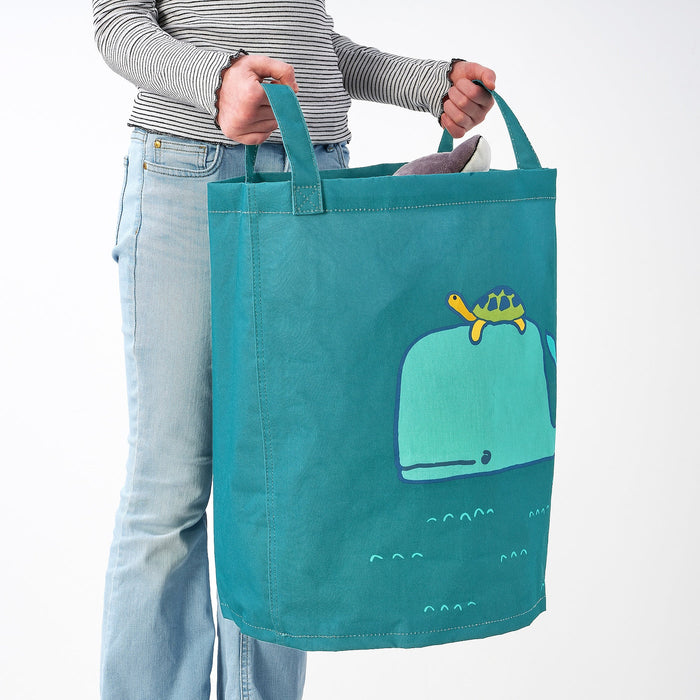 BLAVINGAD Storage bag, whale pattern/blue-green