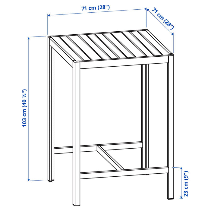 SJALLAND Bar table, outdoor, dark grey/light grey, 71x71x103 cm