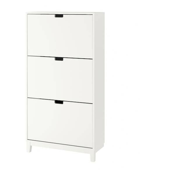 STALL Shoe cabinet with 3 compartments, white 79x29x148 cm