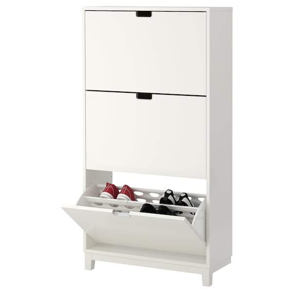 STALL Shoe cabinet with 3 compartments, white 79x29x148 cm