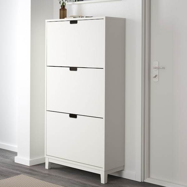 STALL Shoe cabinet with 3 compartments, white 79x29x148 cm