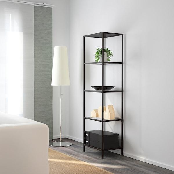 VITTSJO Shelving unit, black-brown/glass 51x175 cm