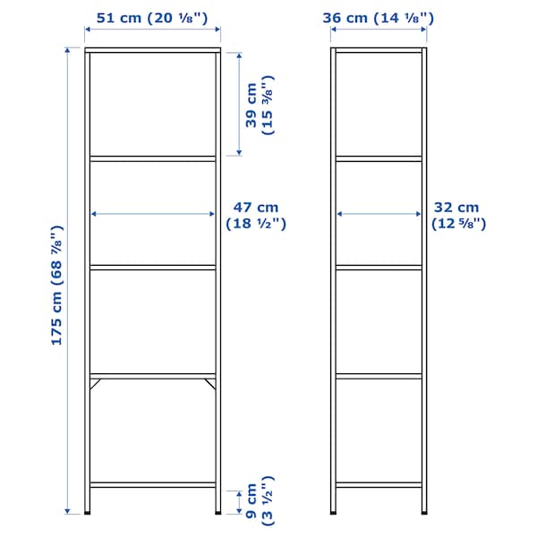 VITTSJO Shelving unit, black-brown/glass 51x175 cm