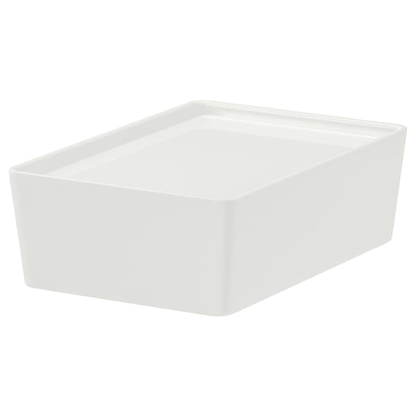 KUGGIS Box with lid, white 18x26x8 cm