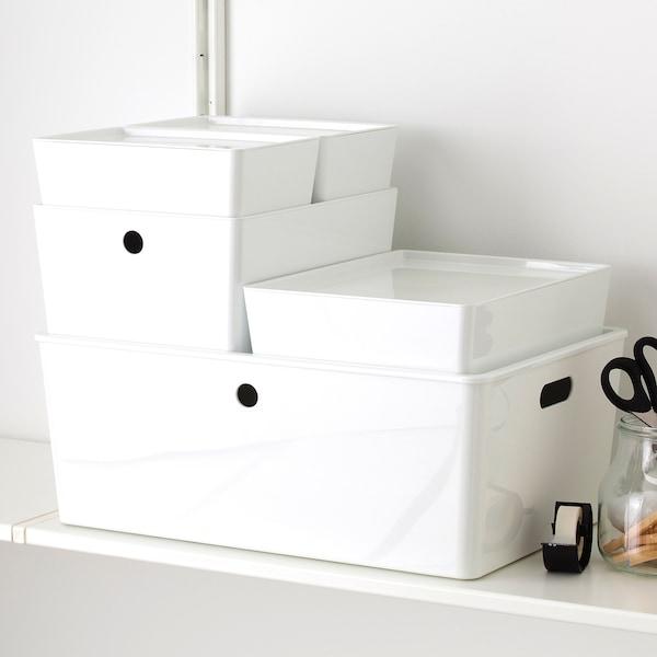 KUGGIS Box with lid, white 18x26x8 cm