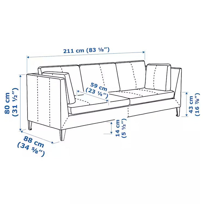 STOCKHOLM, Three-seat sofa, Seglora natural