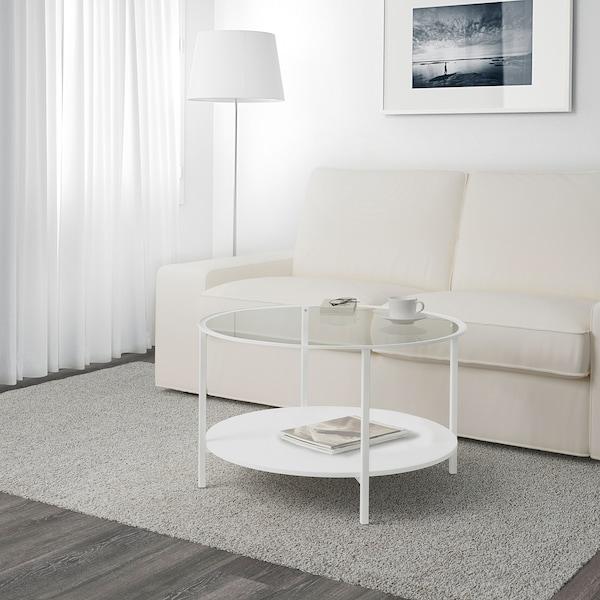 VITTSJO Coffee table 75 cm round, white/glass