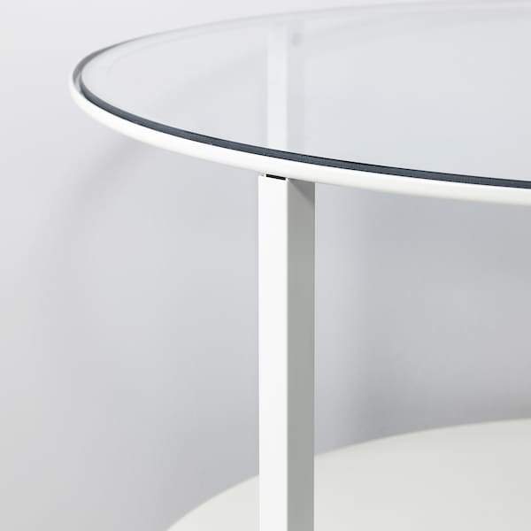 VITTSJO Coffee table 75 cm round, white/glass