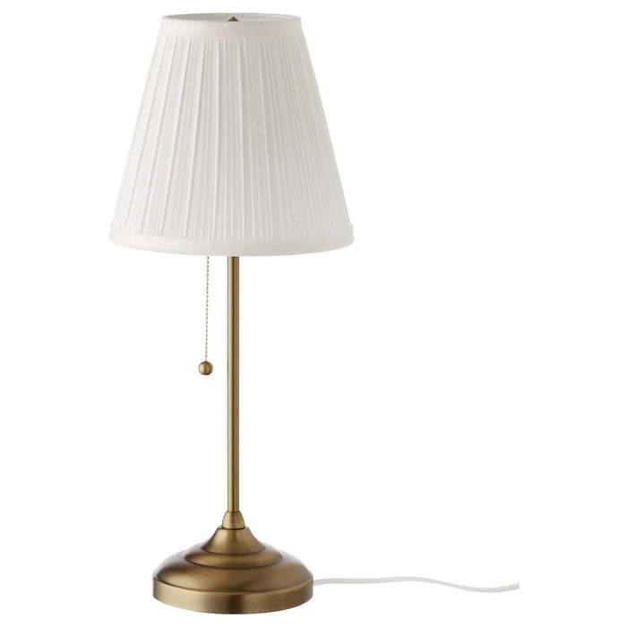 ARSTID table lamp, brass/white