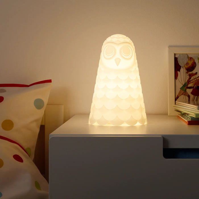 SOLBO LED table lamp, white/owl, 23 cm