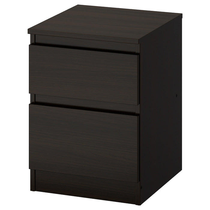 KULLEN Chest of 2 drawers, black-brown 35x49 cm