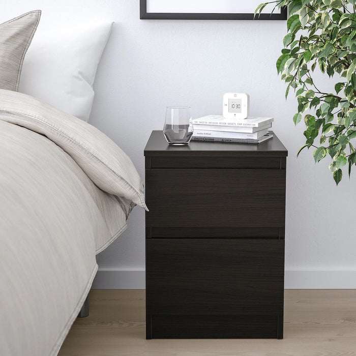 KULLEN Chest of 2 drawers, black-brown 35x49 cm