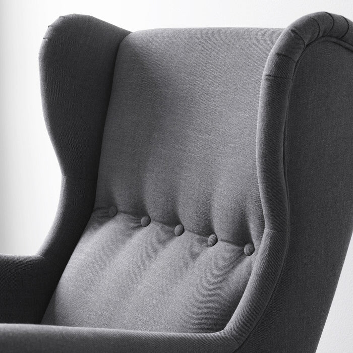 STRANDMON Wing chair, Nordvalla dark grey