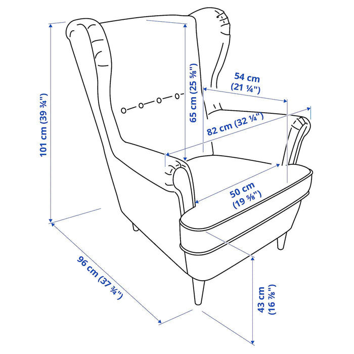 STRANDMON Wing chair, Nordvalla dark grey