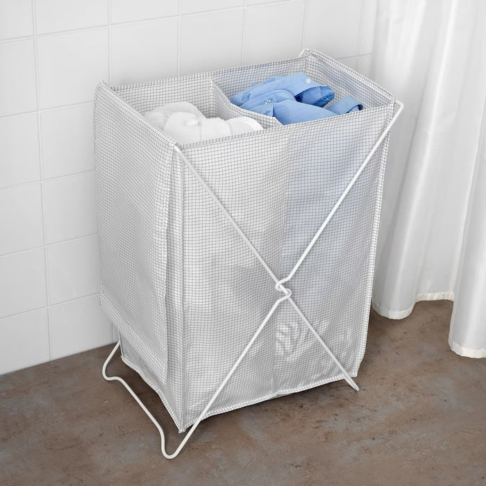 TORKIS Laundry basket, white/grey, 90 l