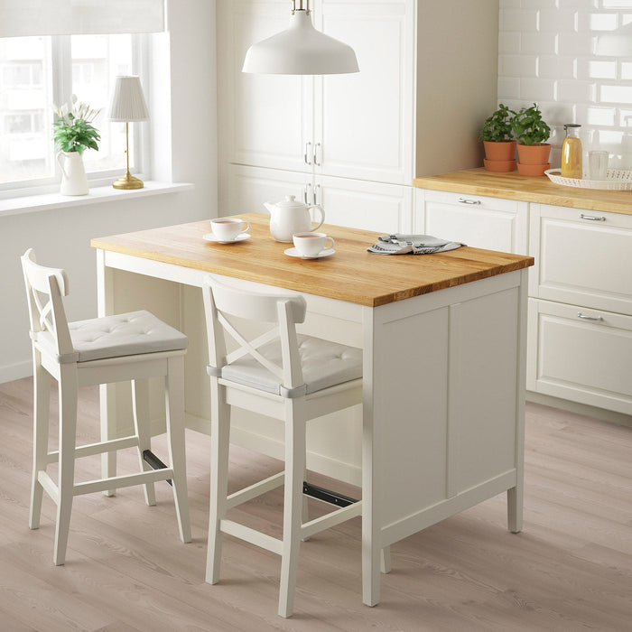 TORNVIKEN Kitchen island, off-white/oak, 126x77 cm