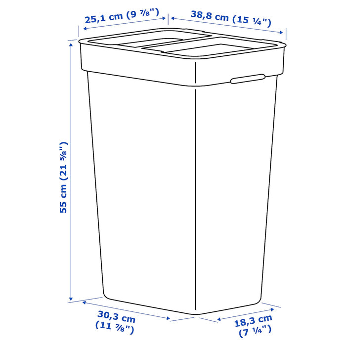 HALLBAR Bin with lid, light grey, 35 l