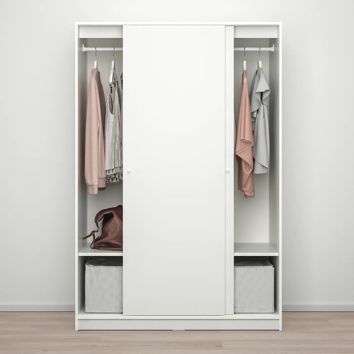 KLEPPSTAD Wardrobe with sliding doors, white 117x176 cm