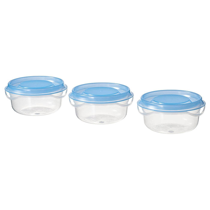 PRUTA Food container, transparent/blue70 ml