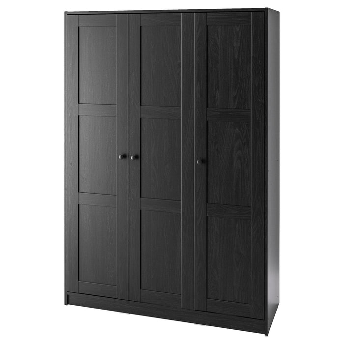 RAKKESTAD Wardrobe with 3 doors, black-brown 117x176 cm