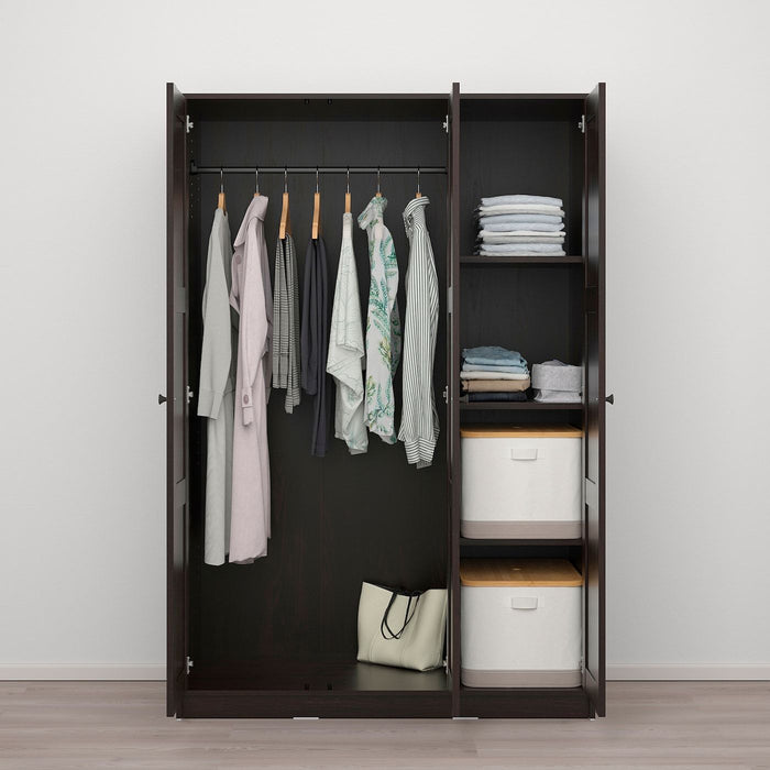 RAKKESTAD Wardrobe with 3 doors, black-brown 117x176 cm