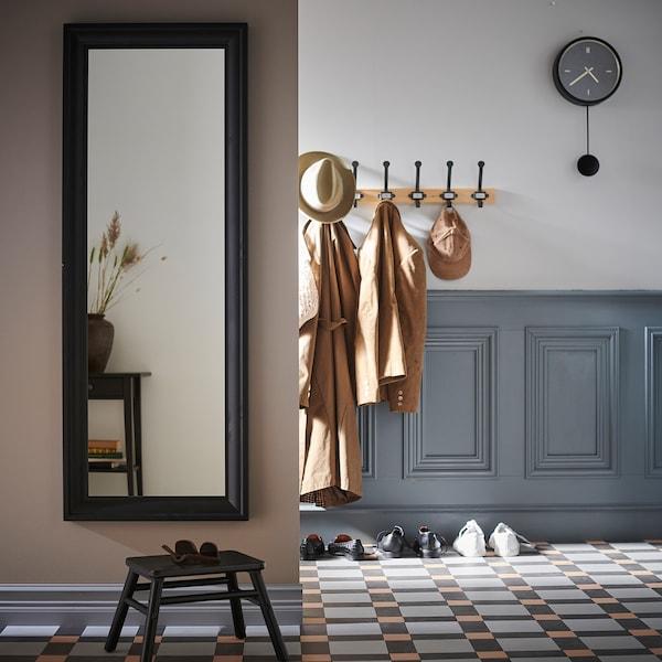 TOFTBYN Mirror, black 52x140 cm