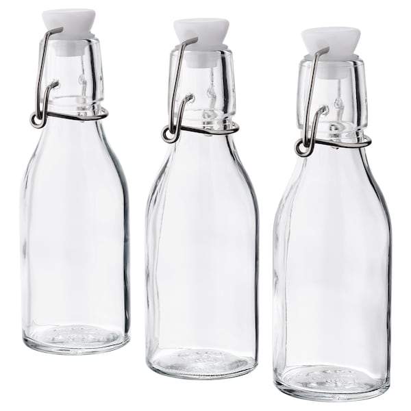 KORKEN Bottle with stopper, clear glass 15 cl