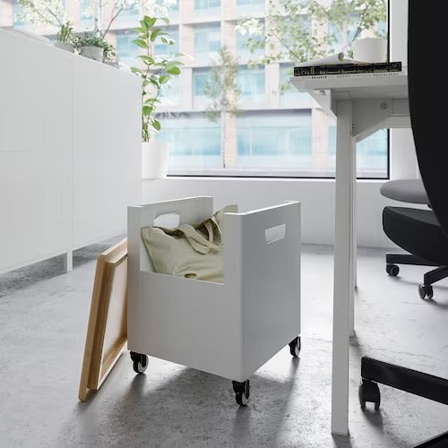 TROTTEN Storage unit on castors, white, 35x47 cm