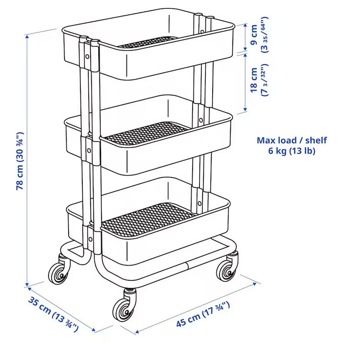 RASKOG trolley 35x45x78 cm Yellow