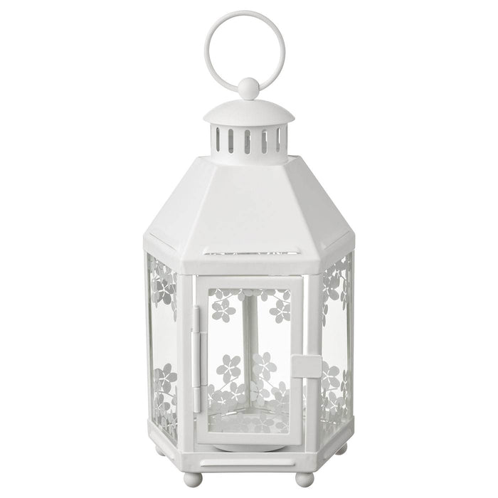 KRINGSYNT Lantern for tealight, in/outdoor, white 21 cm