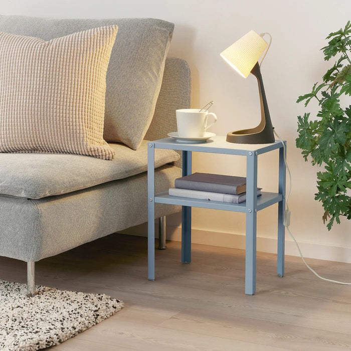 KNARREVIK Bedside table, light grey-blue 37x28 cm